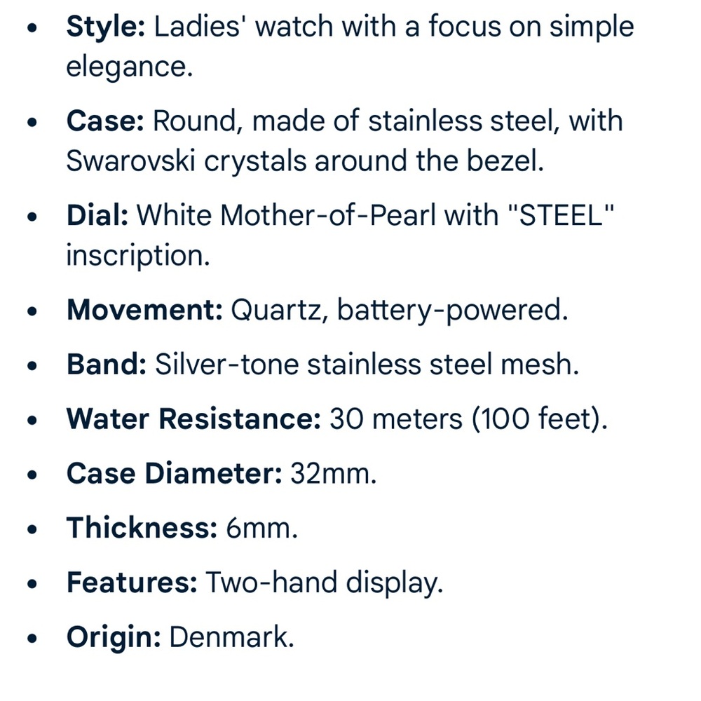 Skagen watch Round,stainless steel, Swarovski crystals mesh water resistant - Picture 12 of 16